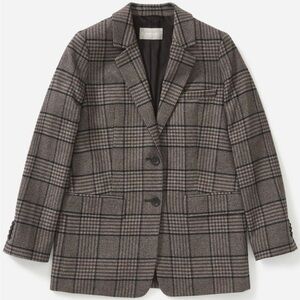 Everlane women’s Oversized wool blazer chocolate plaid excellent condition sz 8